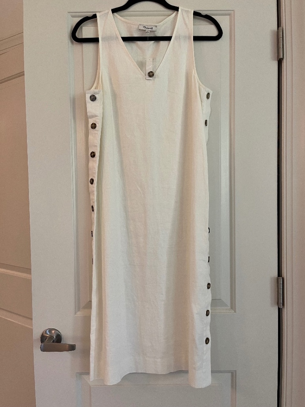 Madewell Linen & Cotton Side Button Midi Dress
